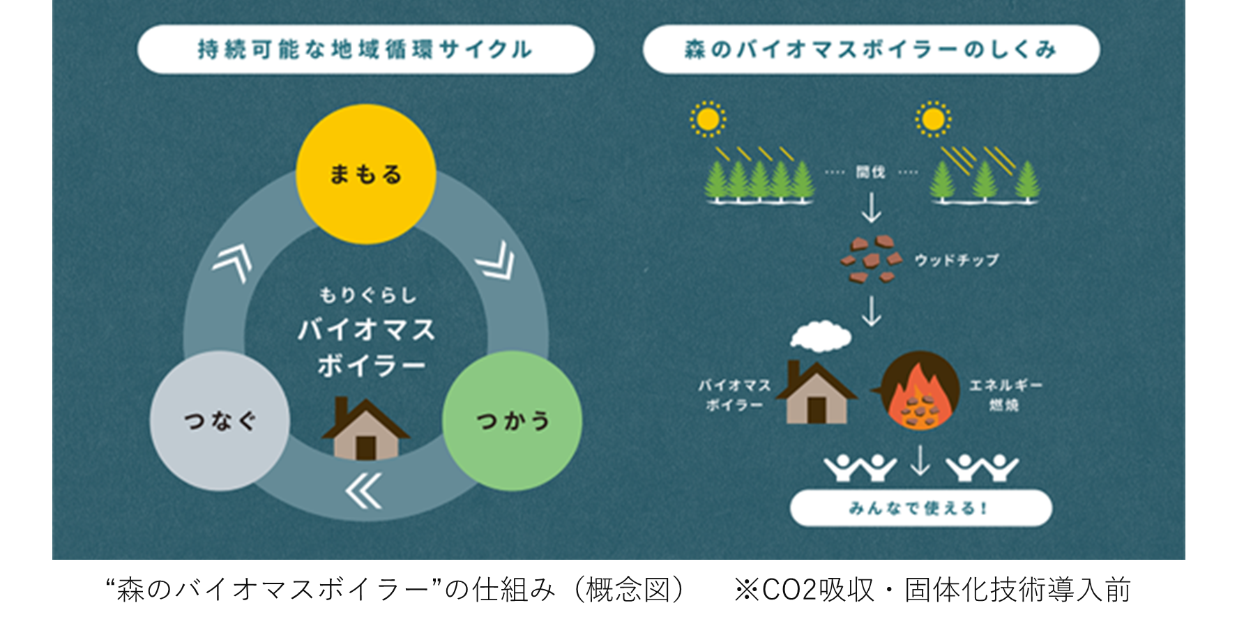 “森のバイオマスボイラー”の仕組み（概念図）